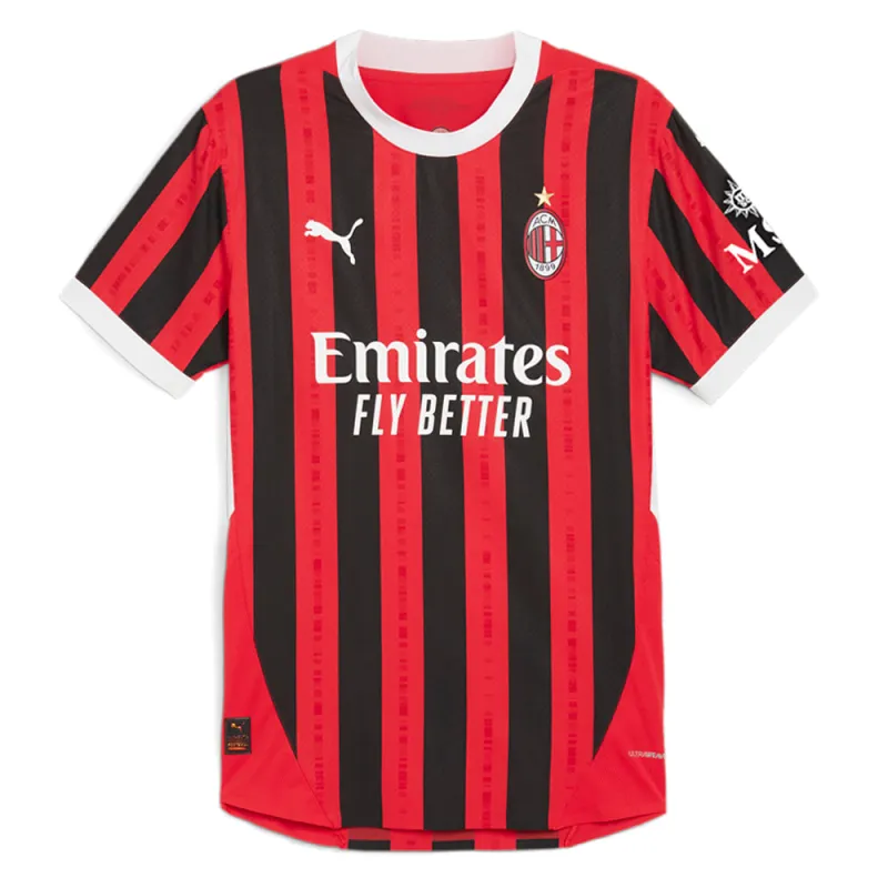 AC Milan Home Authentic Crew Neck Short Sleeve Soccer Jersey sold by Shoebacca