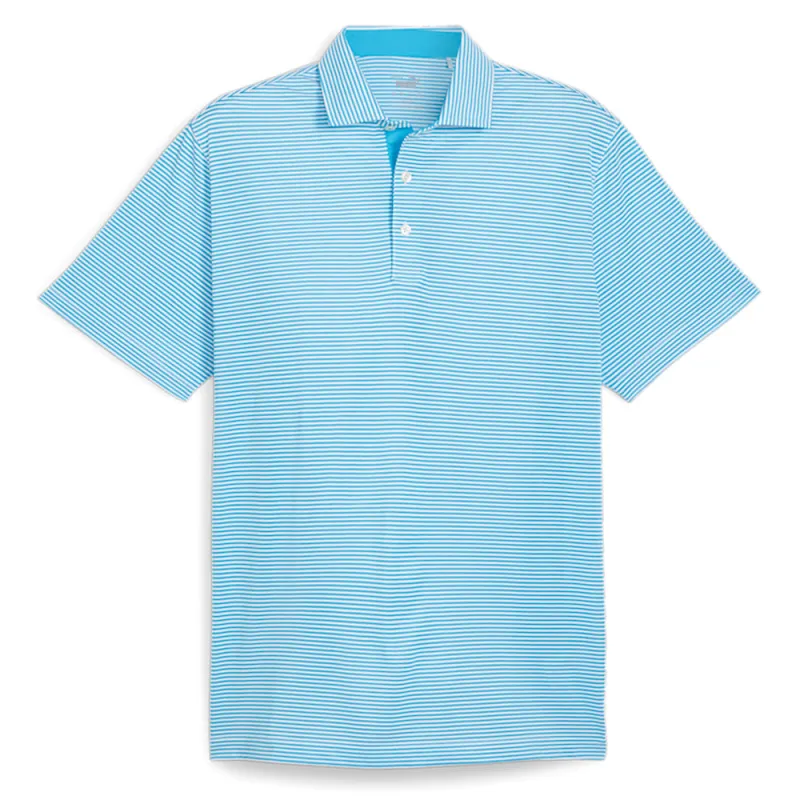 Isle Pique Striped Short Sleeve Polo Shirt made by Puma