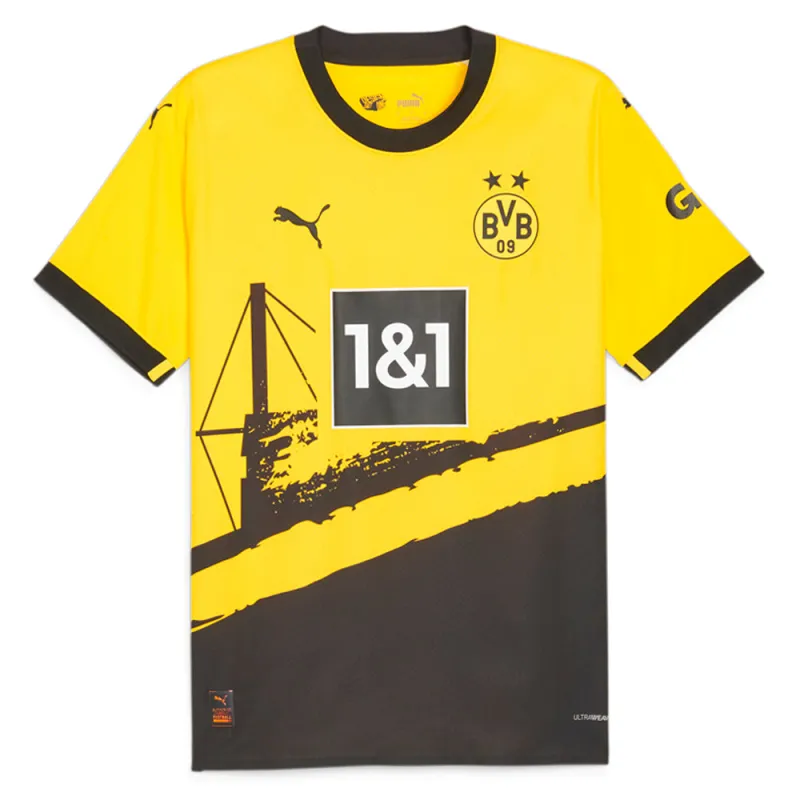 BVB Home Authentic Crew Neck Short Sleeve Soccer Jersey made by Puma