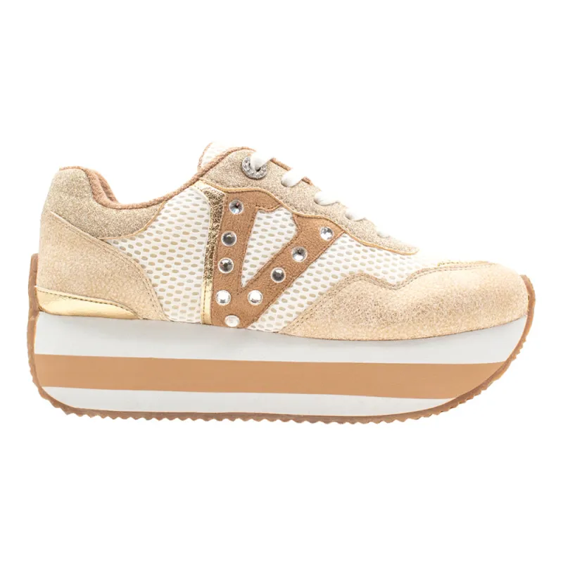 Beckett Rhinestone Metallic Platform Lace Up Sneakers made by Volatile
