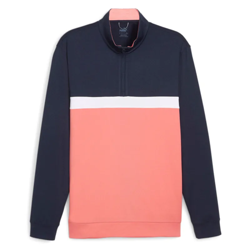 Pure Colorblock Mock Neck Long Sleeve Quarter Zip Pullover Shirt sold by Shoebacca