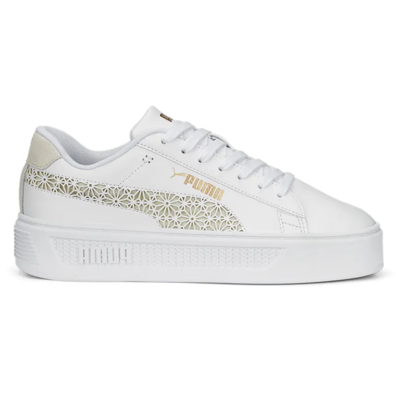 Smash V3 Laser Cut Platform Lace Up Sneakers made by Puma