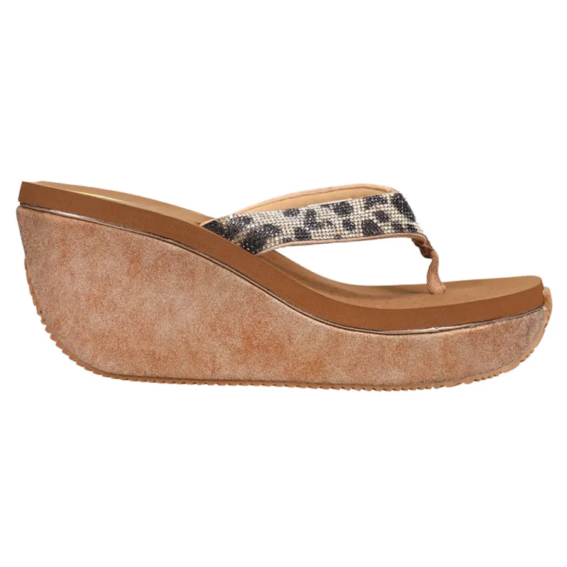 Glimpse Diamonte Rhinestone Cheetah Wedge Sandals sold by Shoebacca