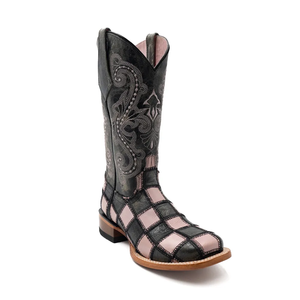 Patchwork Square Toe Pull On Cowboy Boots sold by Shoebacca product image thumbnail 2