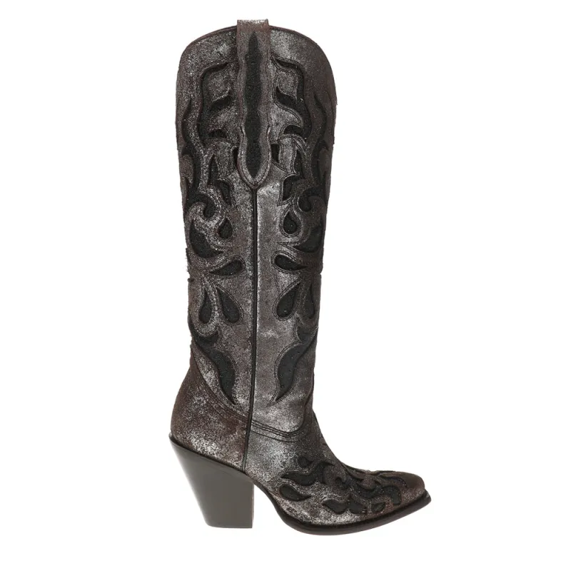 Glitter Tooled Inlay Snip Toe Cowboy Boots sold by Shoebacca