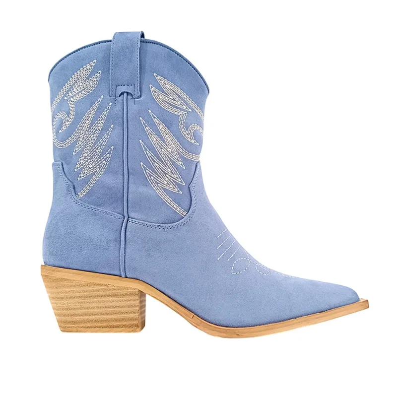 Zahara Embroidered Pointed Toe Cowboy Boots sold by Shoebacca