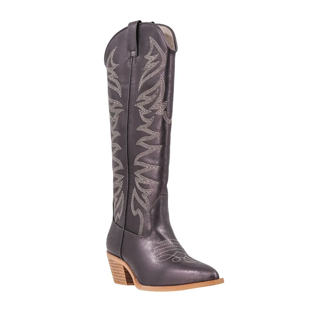 Zerena Embroidered Metallic Pointed Toe Pull On Cowboy Boots sold by Shoebacca product image thumbnail 2