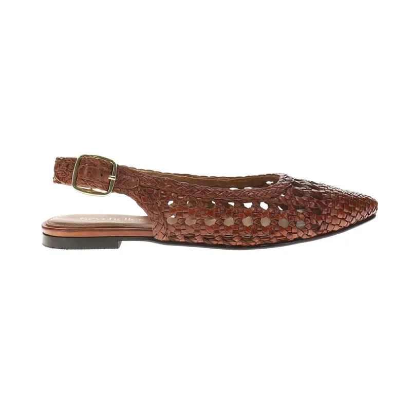 Avalon Woven Leather Slingback Flats sold by Shoebacca