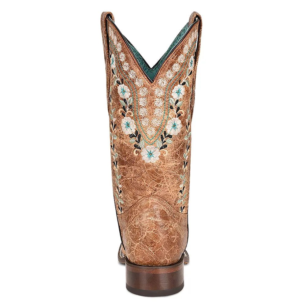 Distressed Glow In The Dark Floral Embroidered Square Toe Cowboy Boots sold by Shoebacca product image thumbnail 4