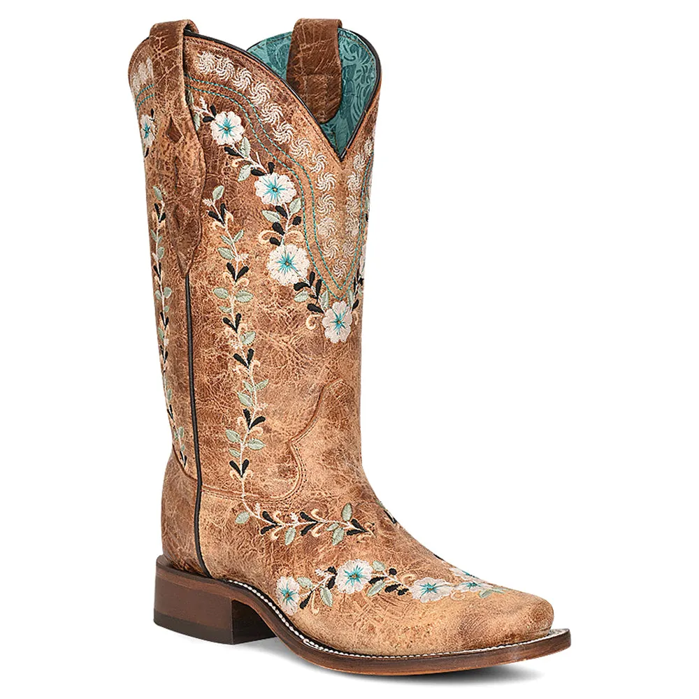 Distressed Glow In The Dark Floral Embroidered Square Toe Cowboy Boots sold by Shoebacca product image thumbnail 2
