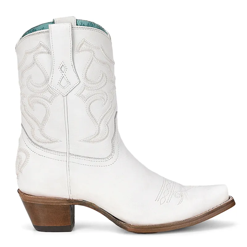 White Embroidered Snip Toe Cowboy Boots made by Shoebacca