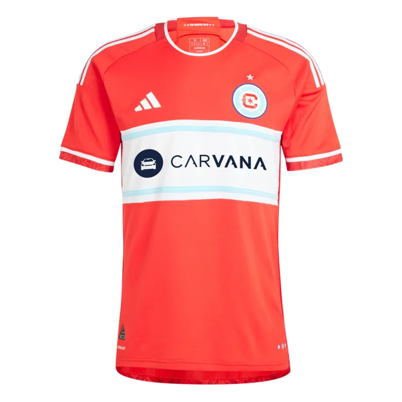 Chicago Fire Crew Neck Short Sleeve Soccer Jersey made by Adidas