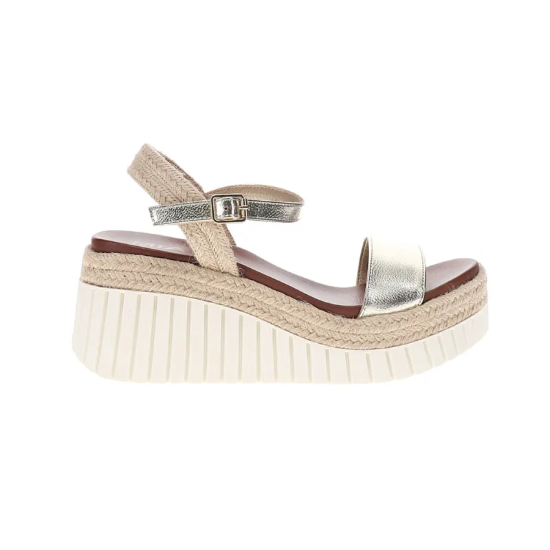 Yanis Metallic Platform Wedge Sandals sold by Shoebacca