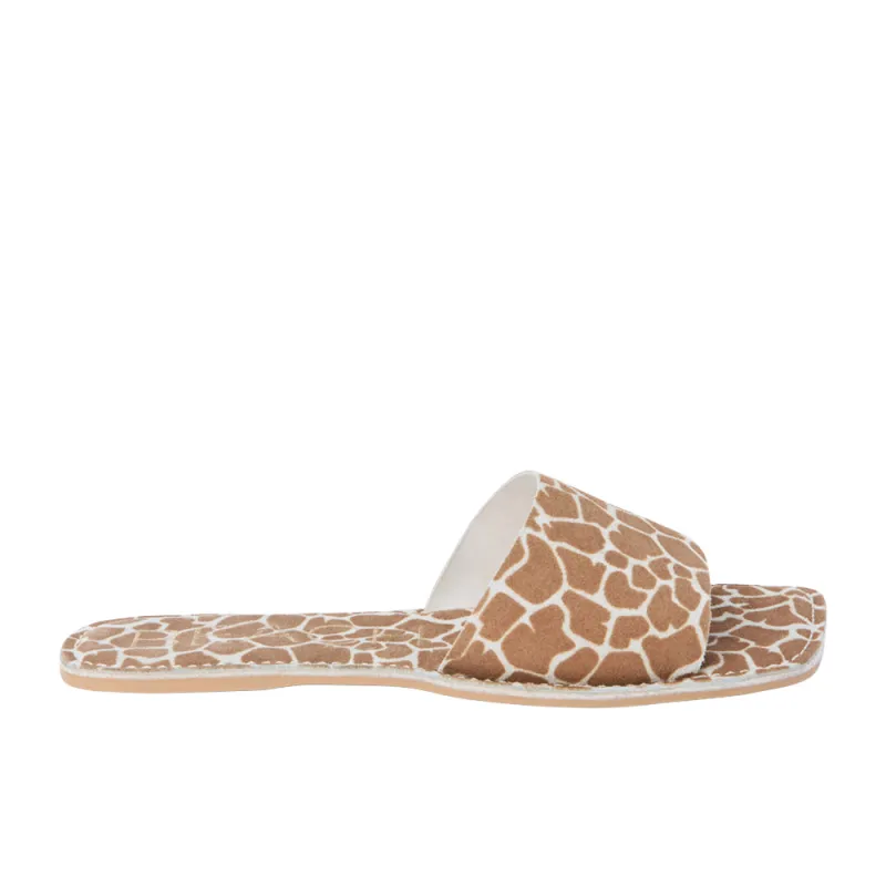Bali Giraffe Print Slide Flats Sandals made by Shoebacca