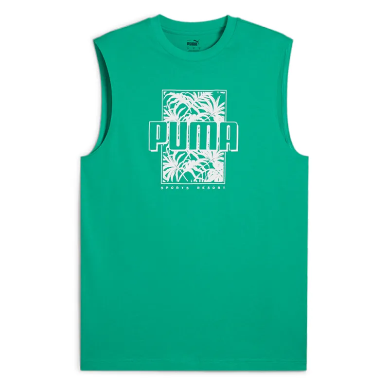 Essentials Palm Resort Graphic Crew Neck Tank Top sold by Shoebacca