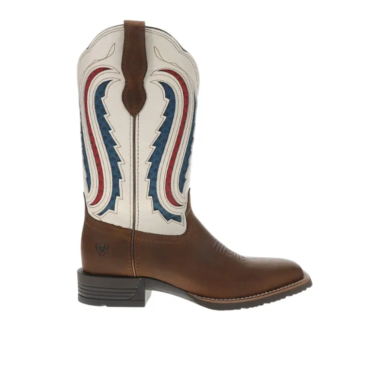 Hybrid Ranchwork VentTEK 360 Embroidered Square Toe Pull On Cowboy Boots made by Ariat