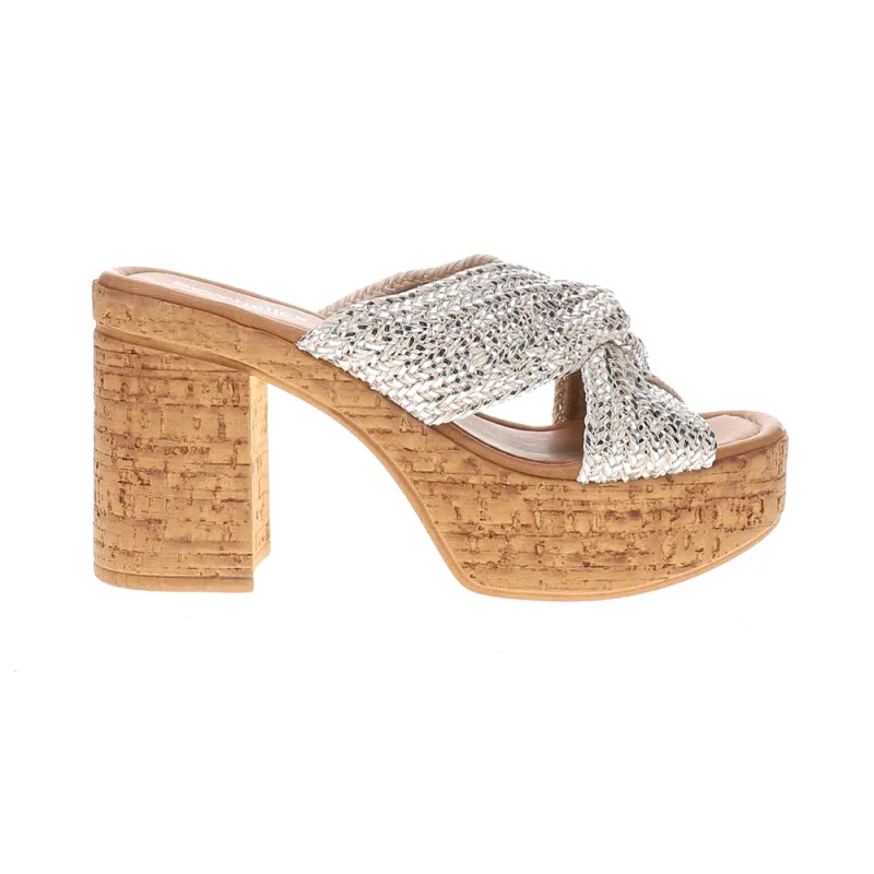 Adorned Metallic Platform Block Heel Sandals sold by Shoebacca