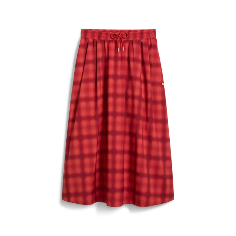 Road To Unity Plaid Woven Midi Skirt made by Puma