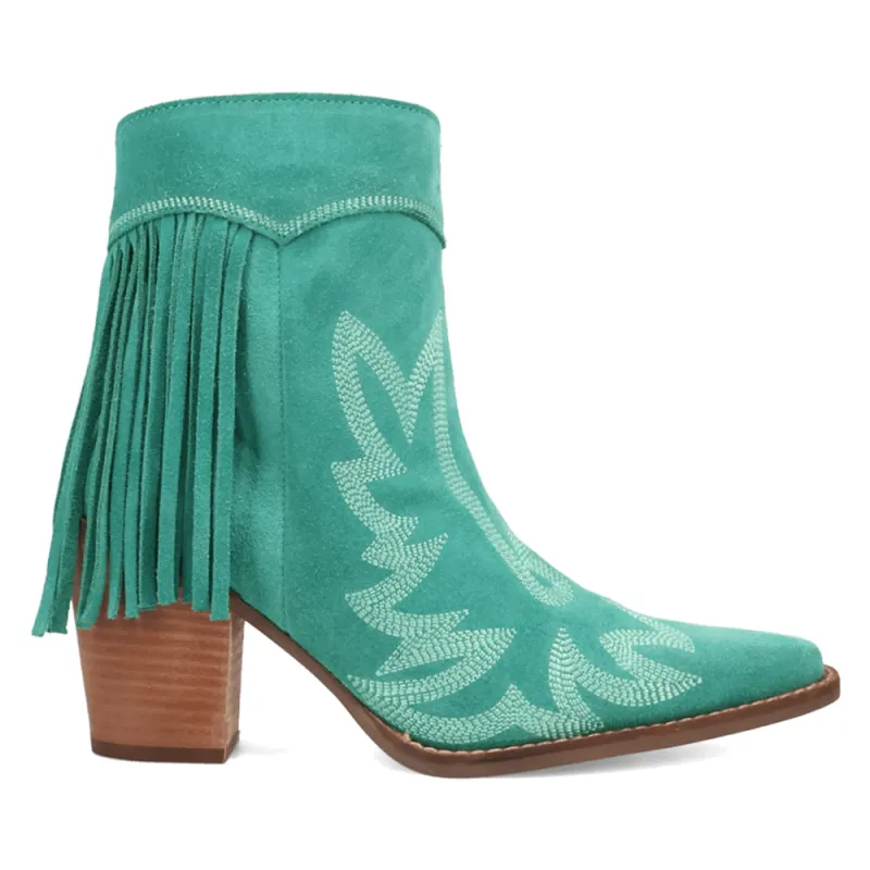 Wild Sage Fringe Snip Toe Zippered Cowboy Booties made by dingo