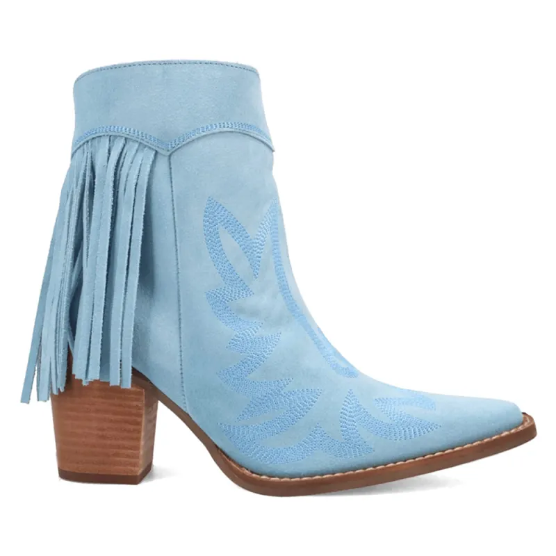 Wild Sage Fringe Snip Toe Zippered Cowboy Booties made by dingo