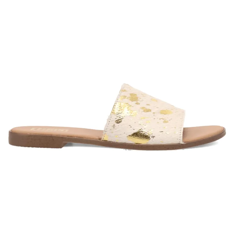 Moo Moo Cow Metallic Slide Sandals sold by Shoebacca