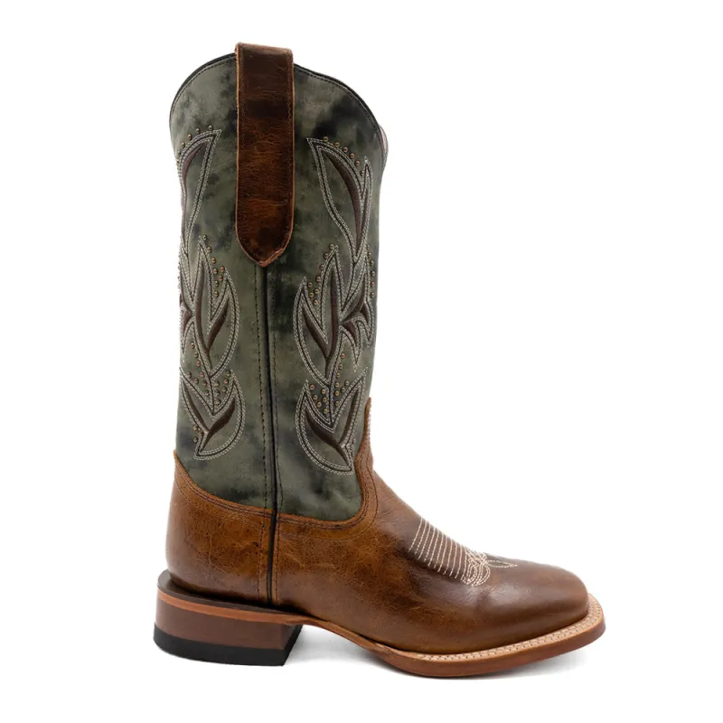 Maggie Embroidered Square Toe Pull On Cowboy Boots made by Shoebacca