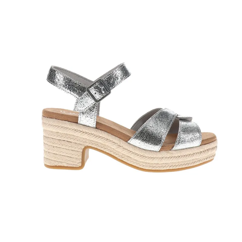 Isla Metallic Peep Toe Platform Block Heel Sandals sold by Shoebacca
