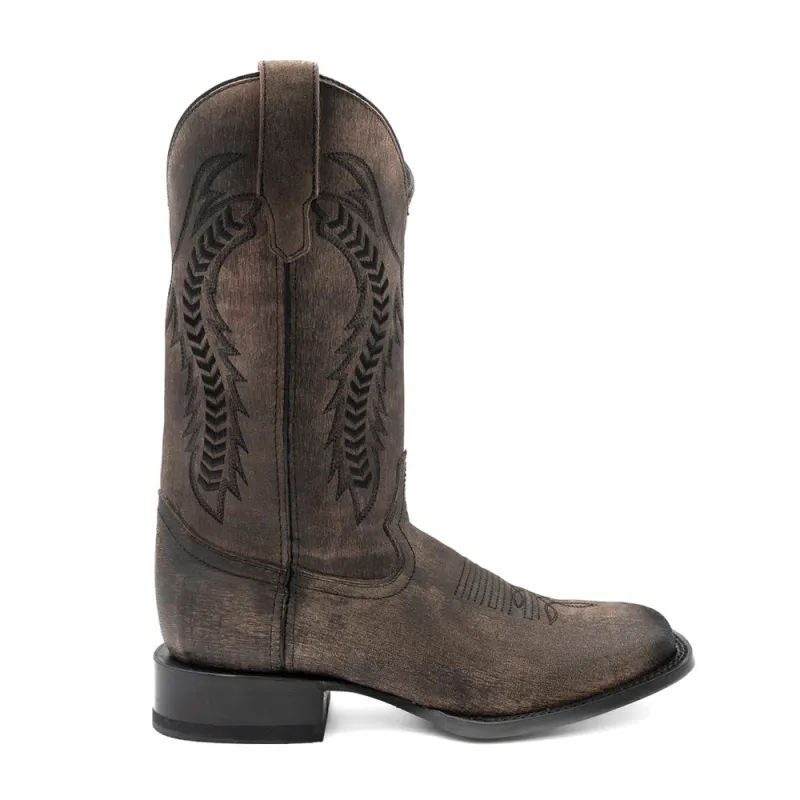 Ashton Embroidered Square Toe Pull On Cowboy Boots made by Shoebacca