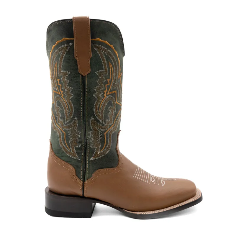 Clint Embroidered Square Toe Pull On Cowboy Boots sold by Shoebacca