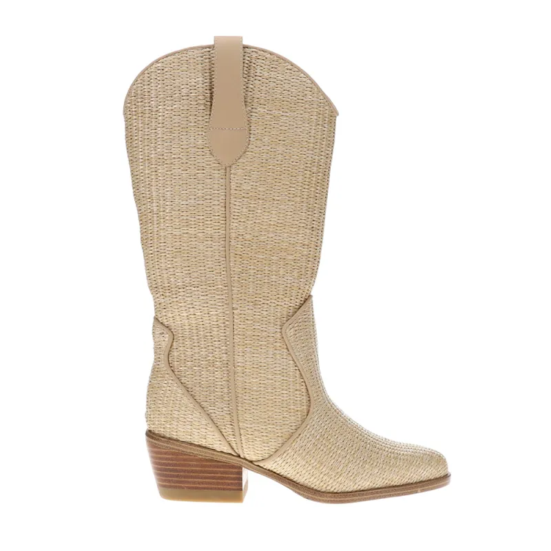 Jenah Raffia Round Toe Pull On Boots sold by Shoebacca
