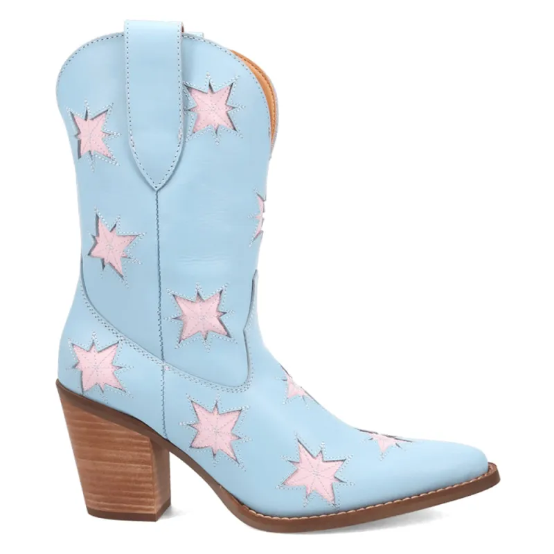 Starburst Tooled Inlay Snip Toe Pull On Cowboy Booties sold by Shoebacca