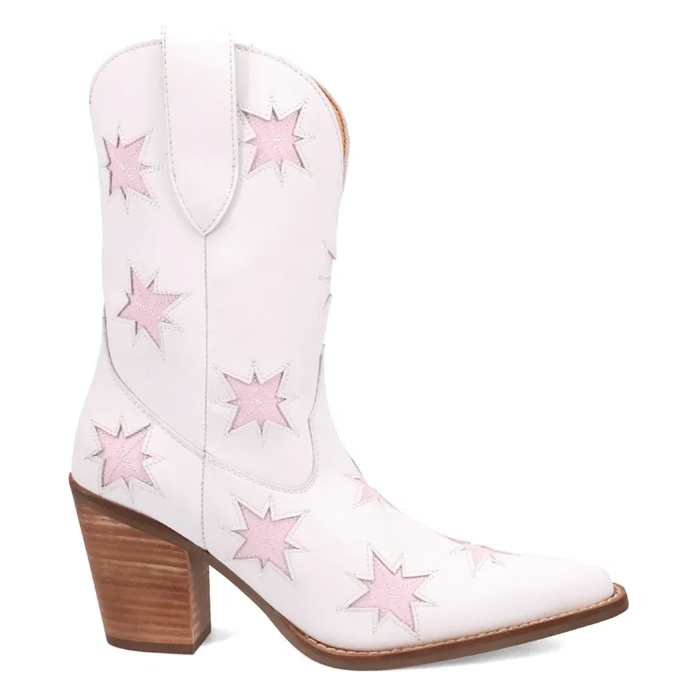Starburst Tooled Inlay Snip Toe Pull On Cowboy Booties sold by Shoebacca