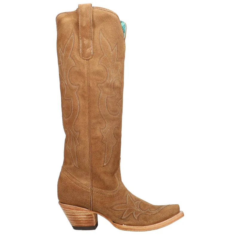 Suede Embroidered Tall Snip Toe Cowboy Boots made by Shoebacca