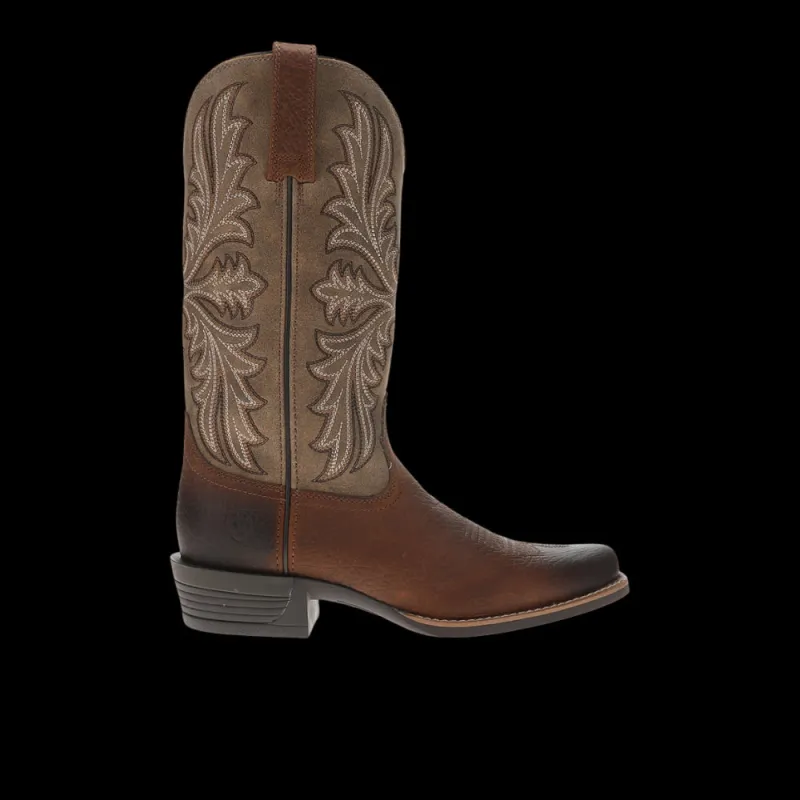 Hustler Embroidered Square Toe Pull On Cowboy Boots made by Ariat