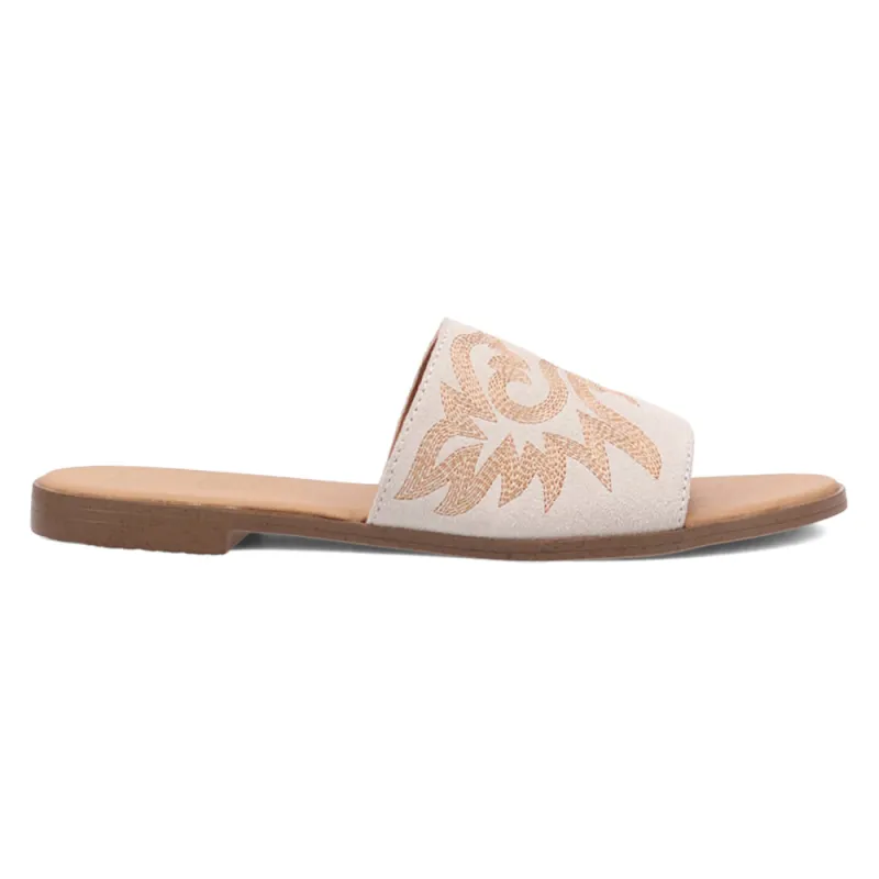 Lasso Embroidered Slide Flat Sandals sold by Shoebacca