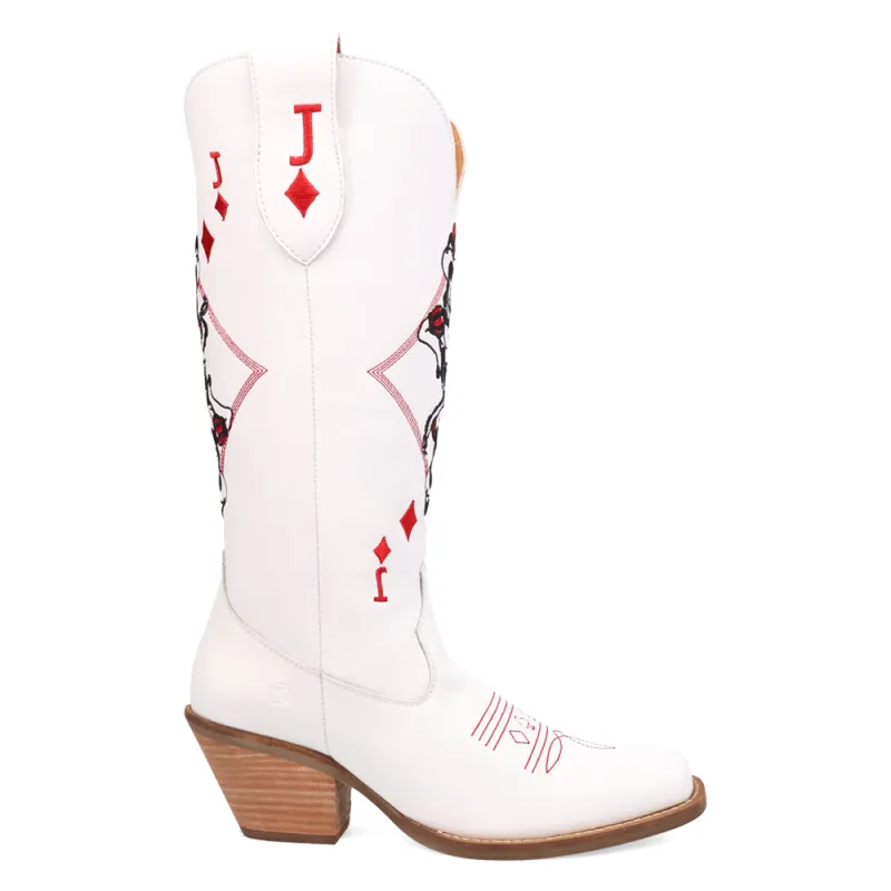 Jack Of Diamonds Graphic Embroidered Square Toe Pull On Cowboy Boots sold by Shoebacca