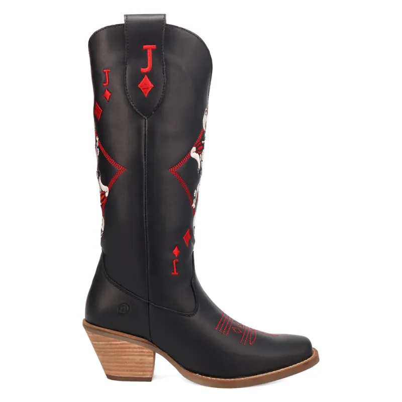 Jack Of Diamonds Graphic Embroidered Square Toe Pull On Cowboy Boots made by dingo
