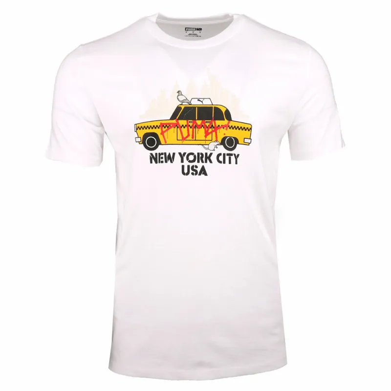 NYC Cartoon Cab Graphic Crew Neck Short Sleeve T-Shirt made by Puma