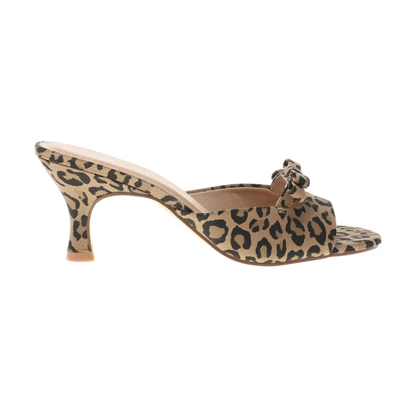 Yolanda Bow Leopard Slide Sandals sold by Shoebacca