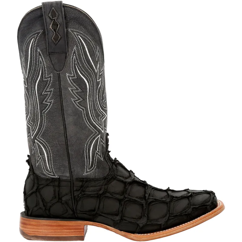 Premium Exotics Pirarucu Embroidered Square Toe Pull On Cowboy Boots made by Durango