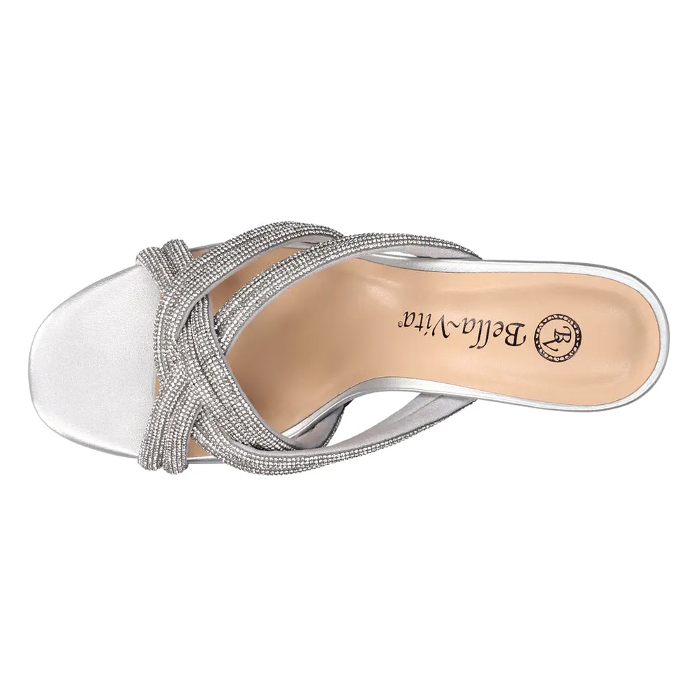 Carmen Rhinestone Metallic Block Heel Sandals sold by Shoebacca product image thumbnail 4