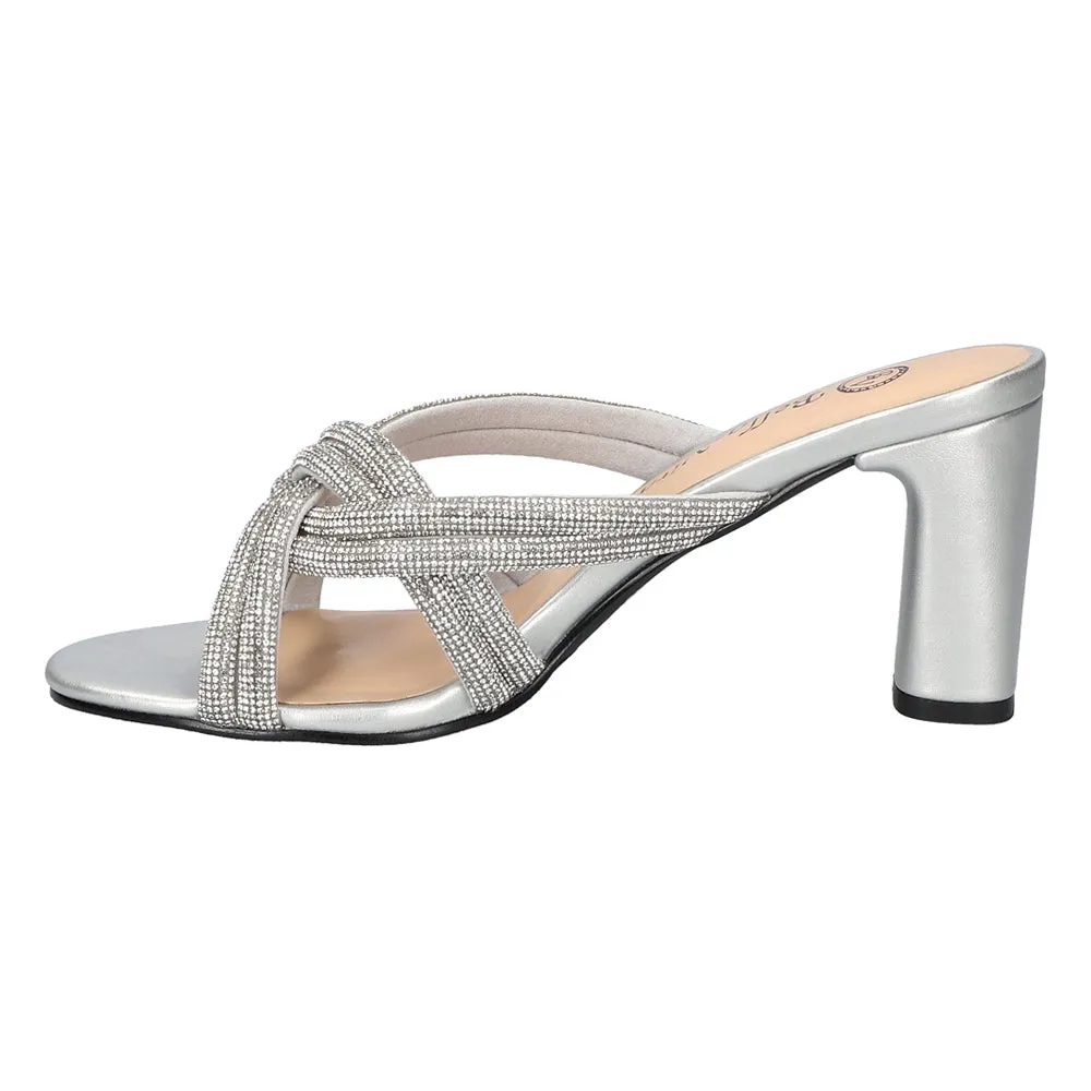 Carmen Rhinestone Metallic Block Heel Sandals sold by Shoebacca product image thumbnail 3