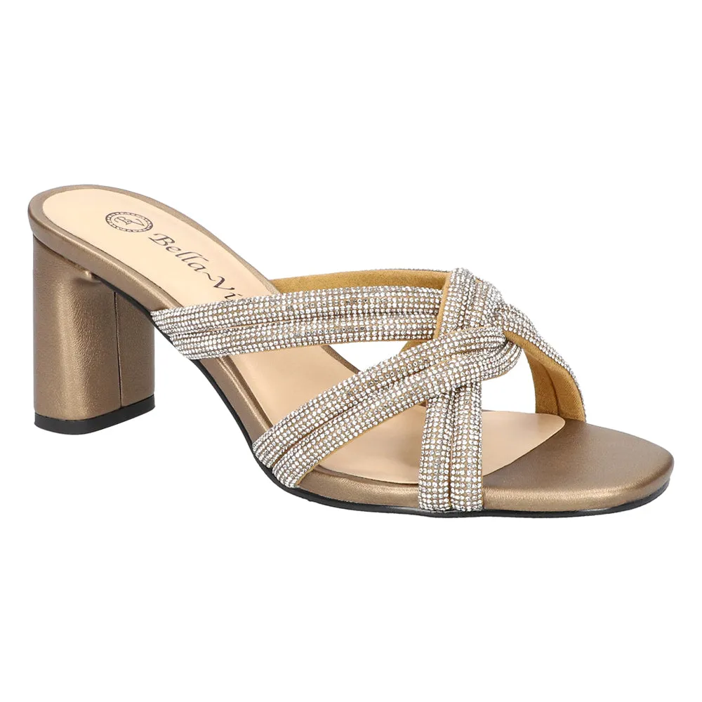 Carmen Rhinestone Metallic Block Heel Sandals sold by Shoebacca product image thumbnail 2