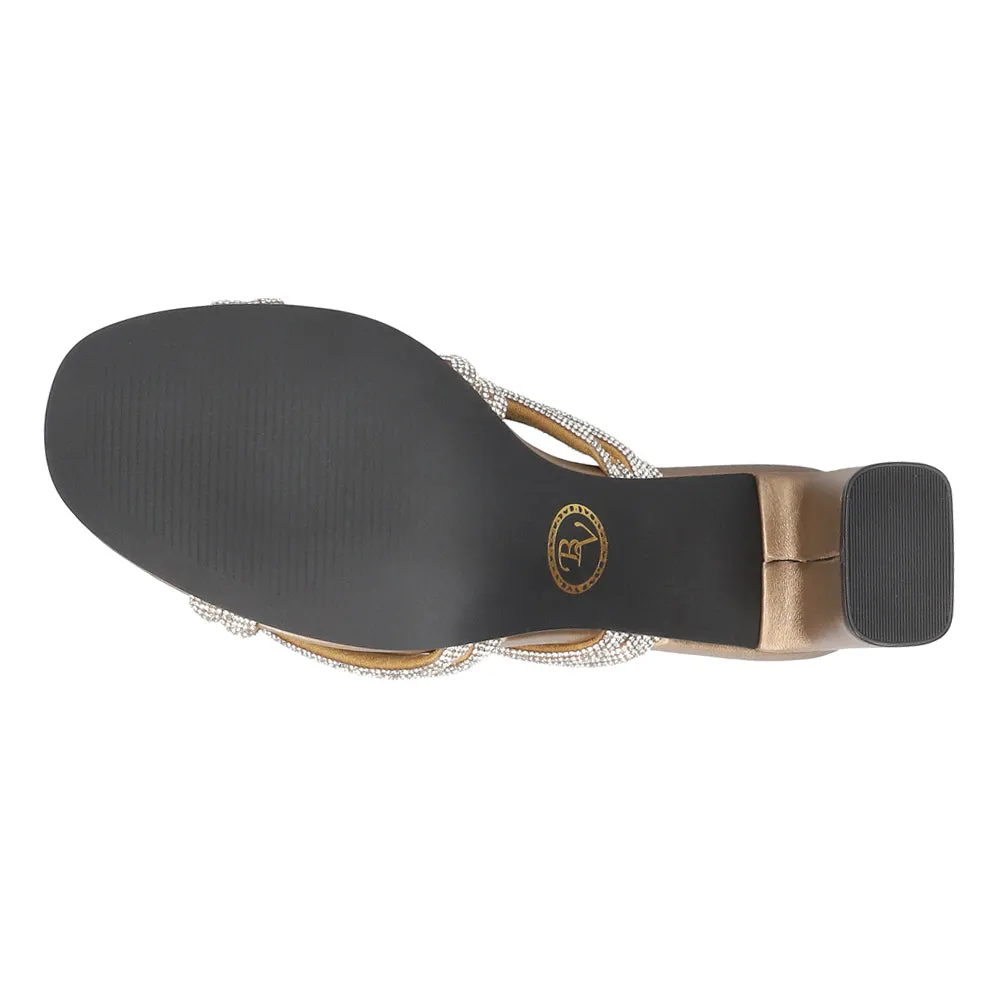 Carmen Rhinestone Metallic Block Heel Sandals sold by Shoebacca product image thumbnail 5