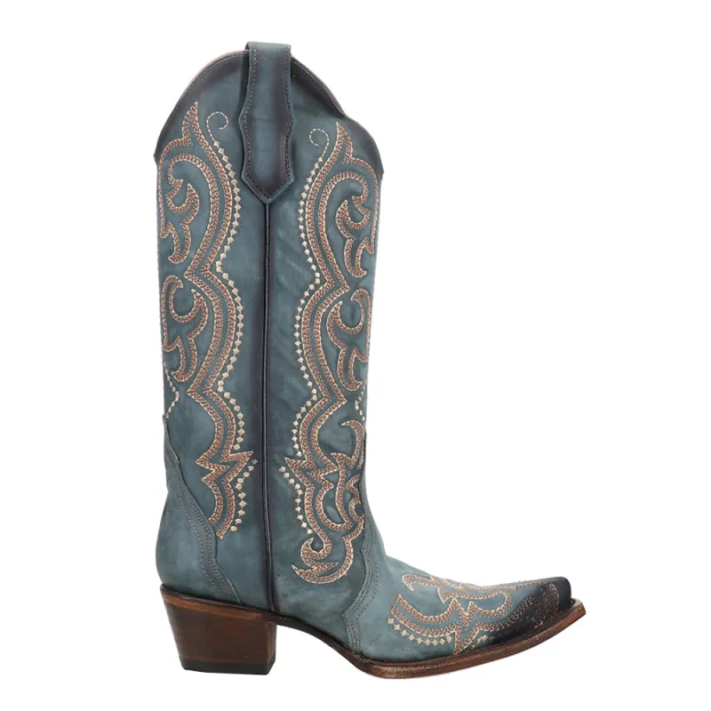 Blue Jean Embroidered Snip Toe Cowboy Boots made by Shoebacca