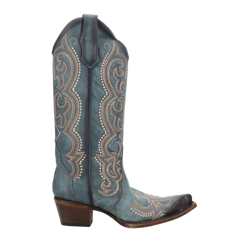 Blue Jean Embroidered Snip Toe Cowboy Boots sold by Shoebacca