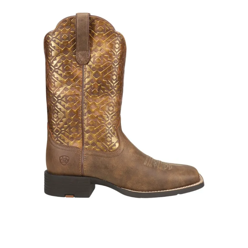 Round Up Metallic Embossed Square Toe Cowboy Boots made by Ariat