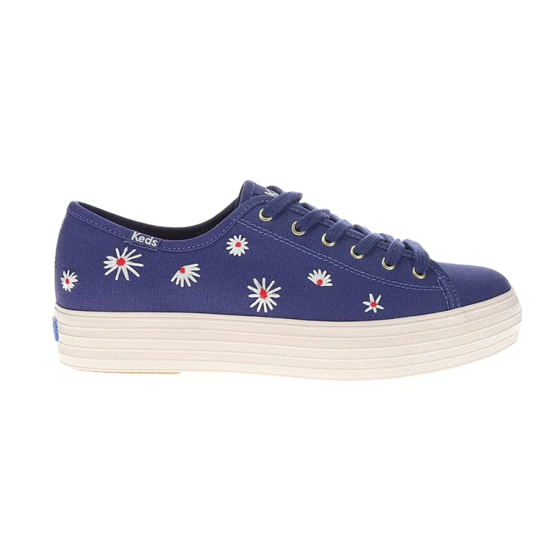 Triple Kick Canvas Daisy Embroidery Lace Up Sneakers sold by Shoebacca