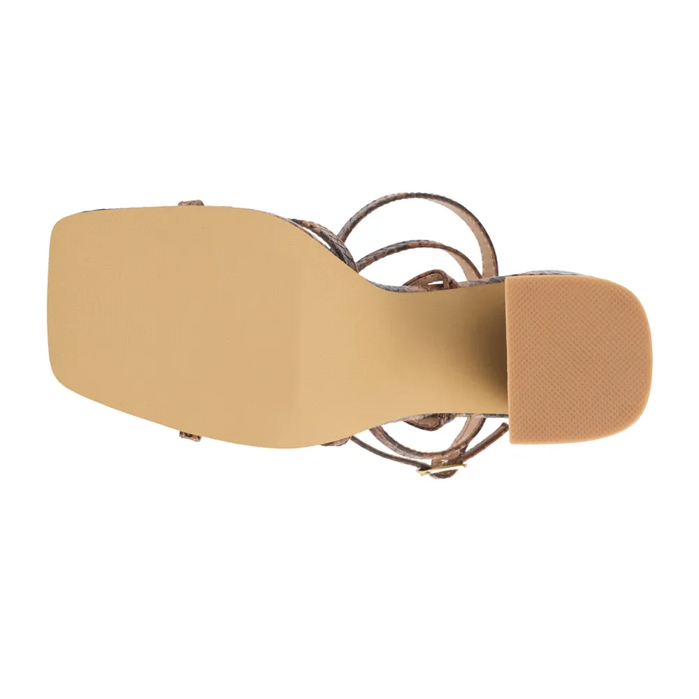 Abba Snake Print Ankle Strap Block Heel Sandals sold by Shoebacca product image thumbnail 5