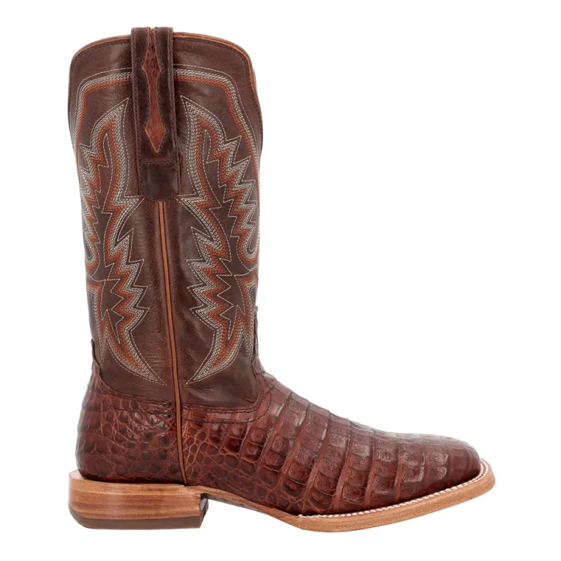PRCA Collection Caiman Embroidered Square Toe Pull On Cowboy Boots made by Durango